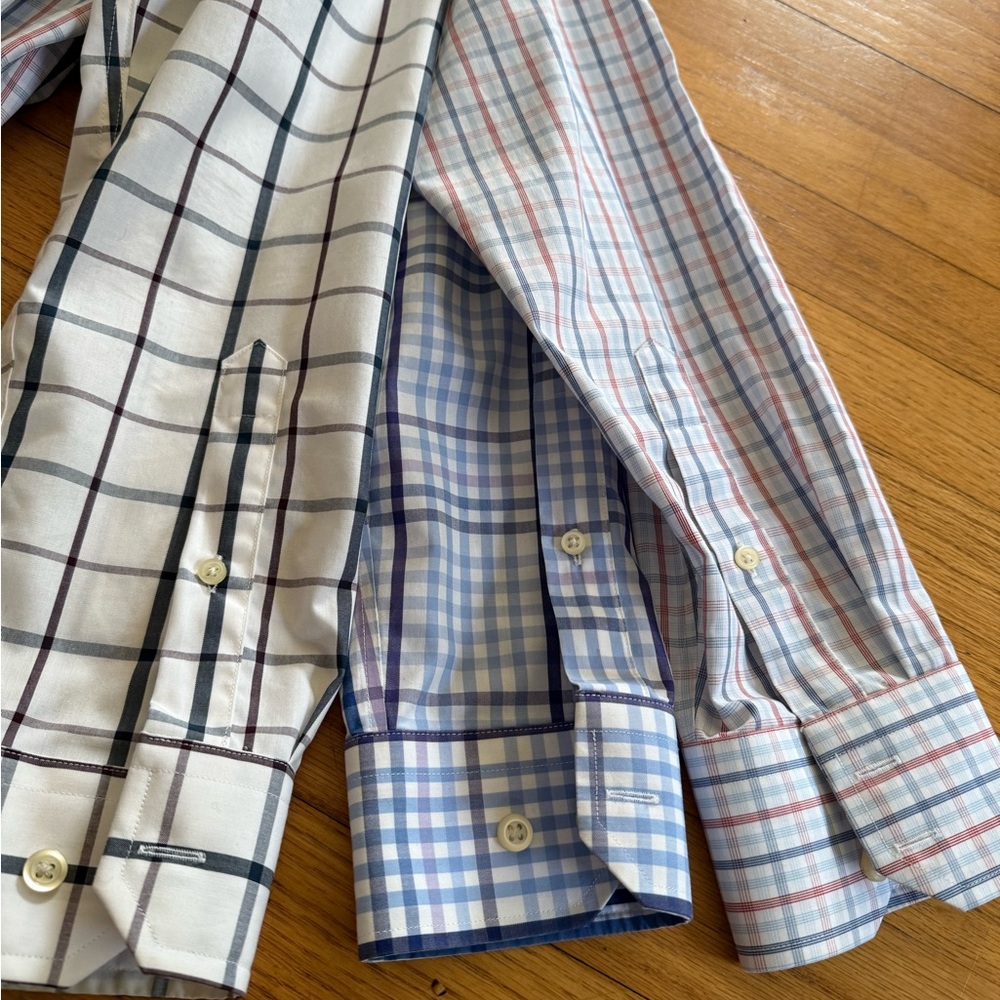 THREE Banana Republic Men's Button-Down Plaid Dress Shirt - Size Medium - Picture 15 of 15